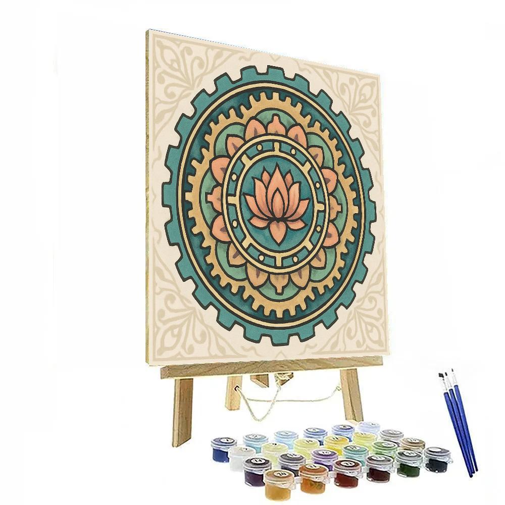 Lotus Clockwork With Mandala Core Number painting