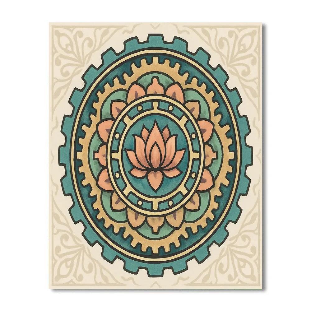 Lotus Clockwork With Mandala Core Number painting