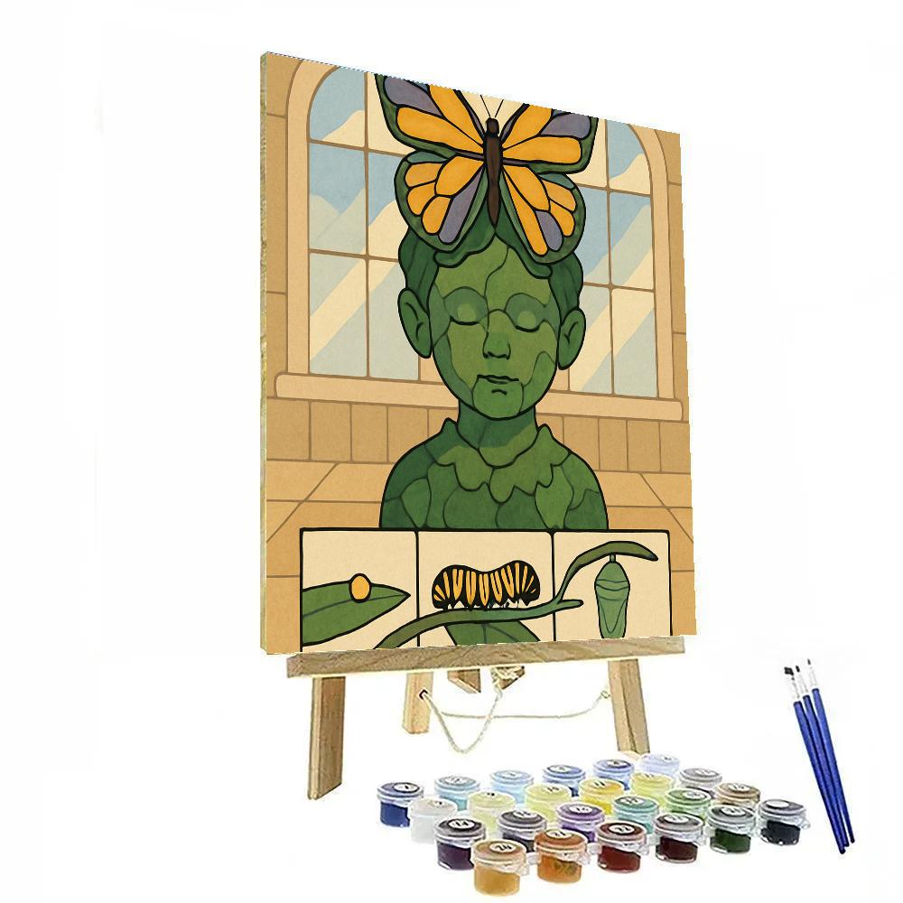 Metamorphosis Garden With Butterfly Crown paint by numbers