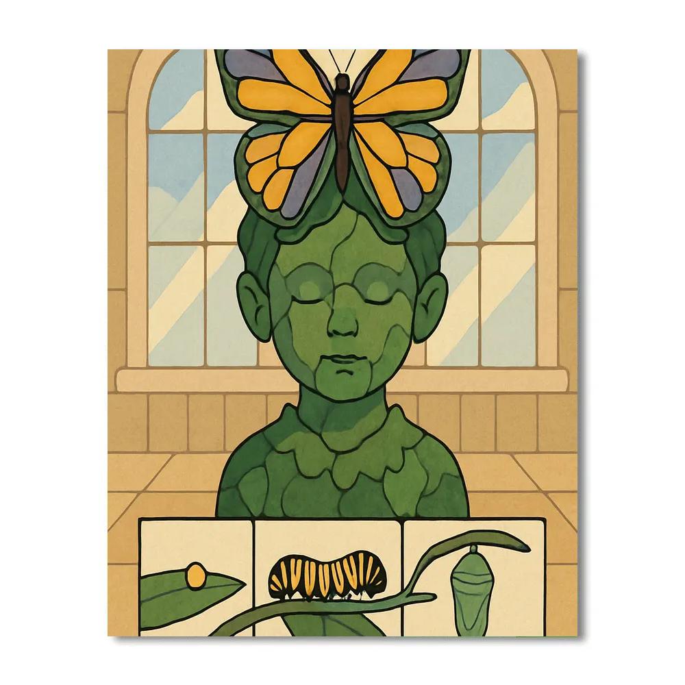 Metamorphosis Garden With Butterfly Crown paint by numbers