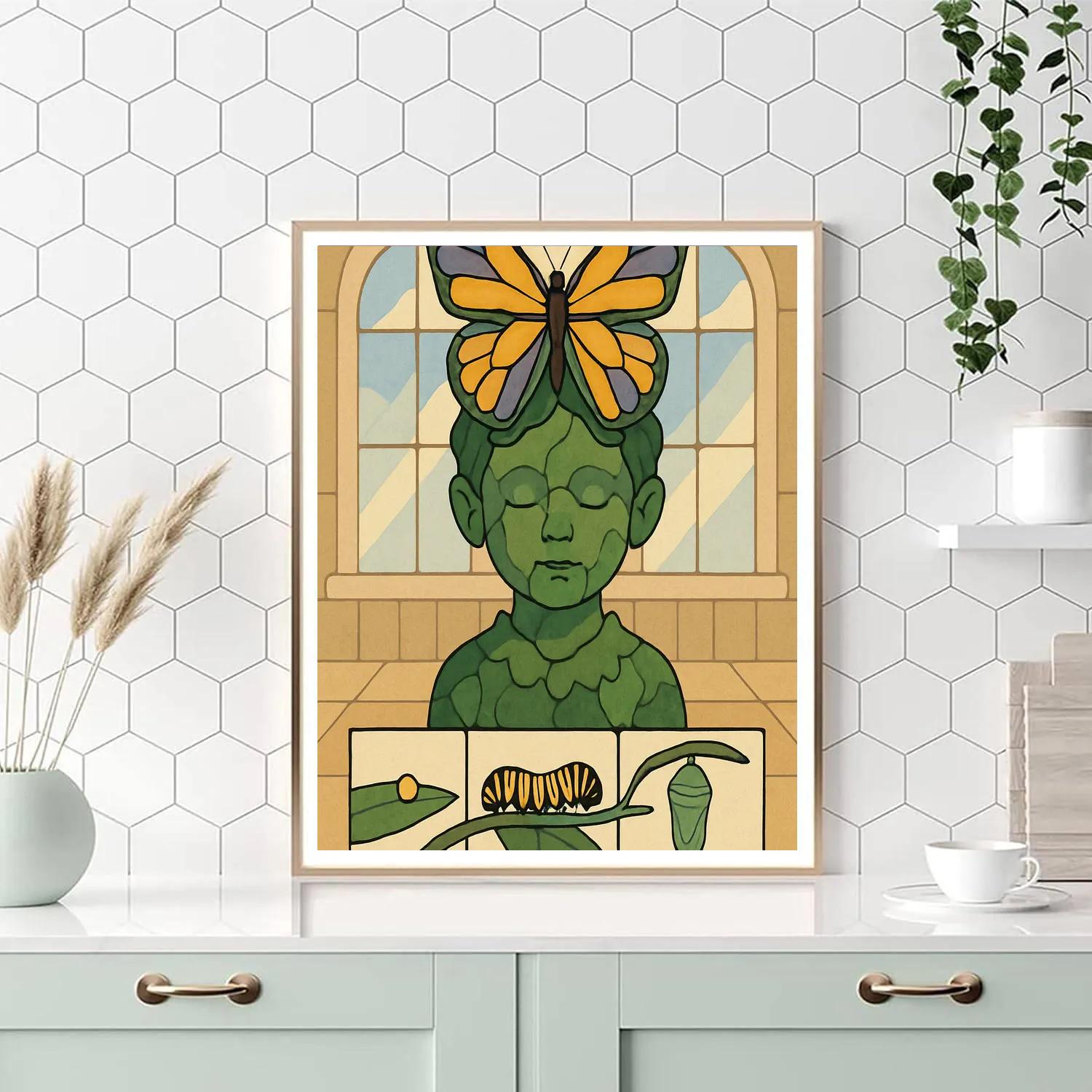 Metamorphosis Garden With Butterfly Crown paint by numbers