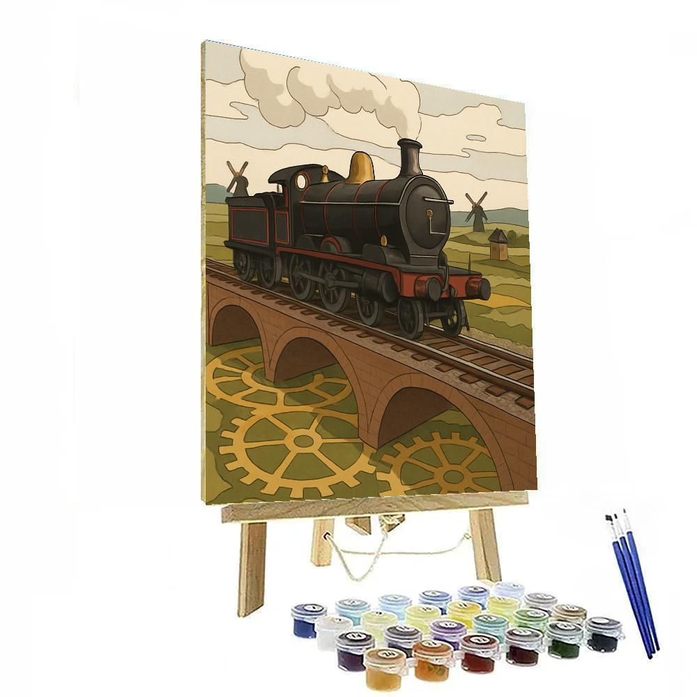Steam Locomotive, Train Of Clockwork Meadows Paint by numbers art
