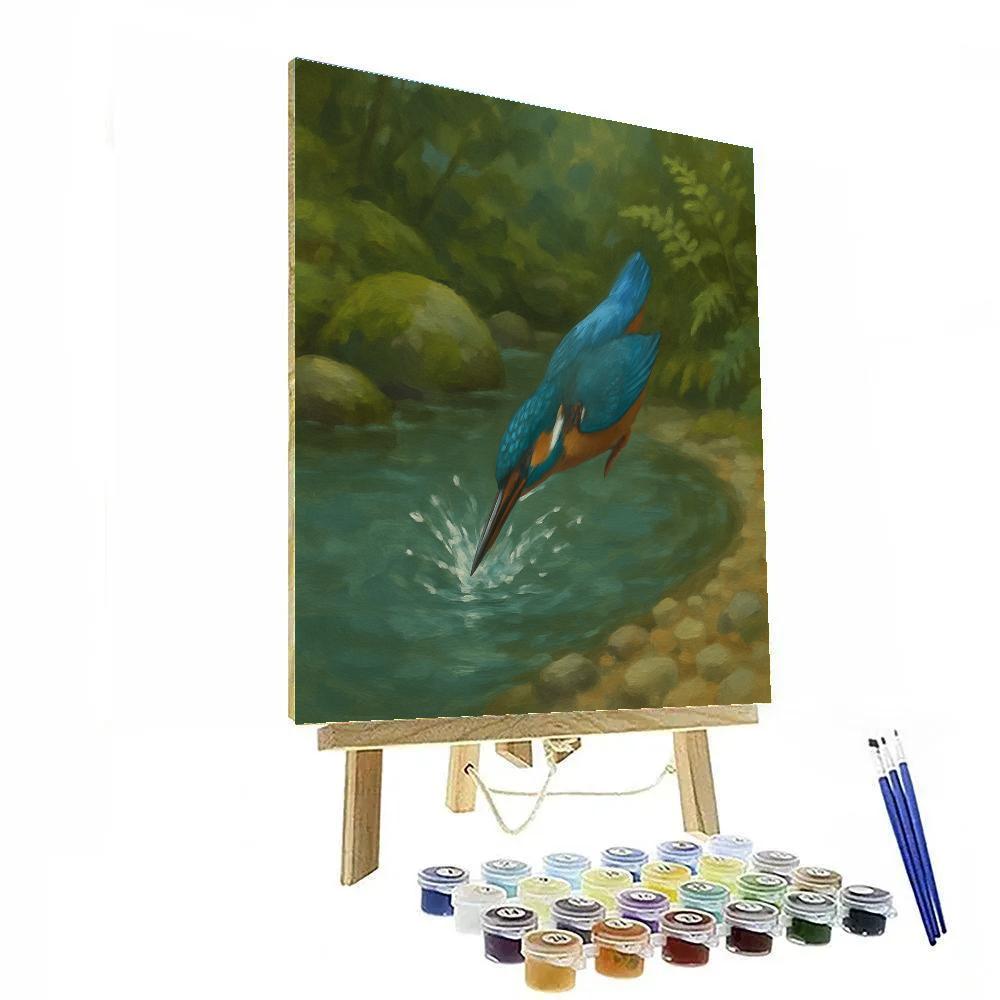 Kingfisher Splash At The Pebble Bend Paint by numbers kits