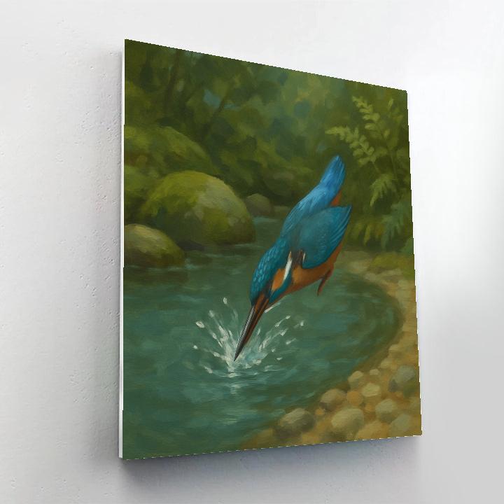 Kingfisher Splash At The Pebble Bend Paint by numbers kits