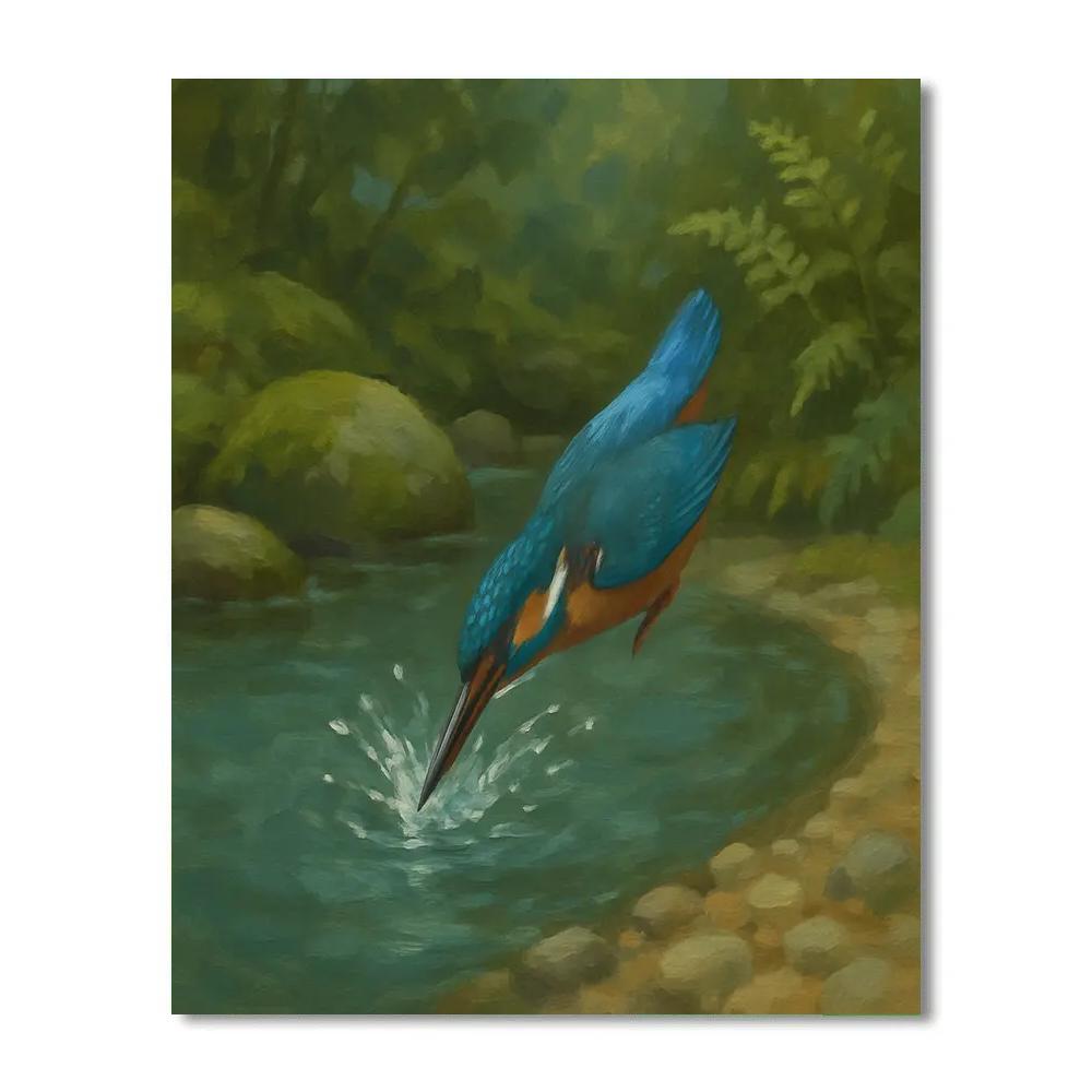Kingfisher Splash At The Pebble Bend Paint by numbers kits
