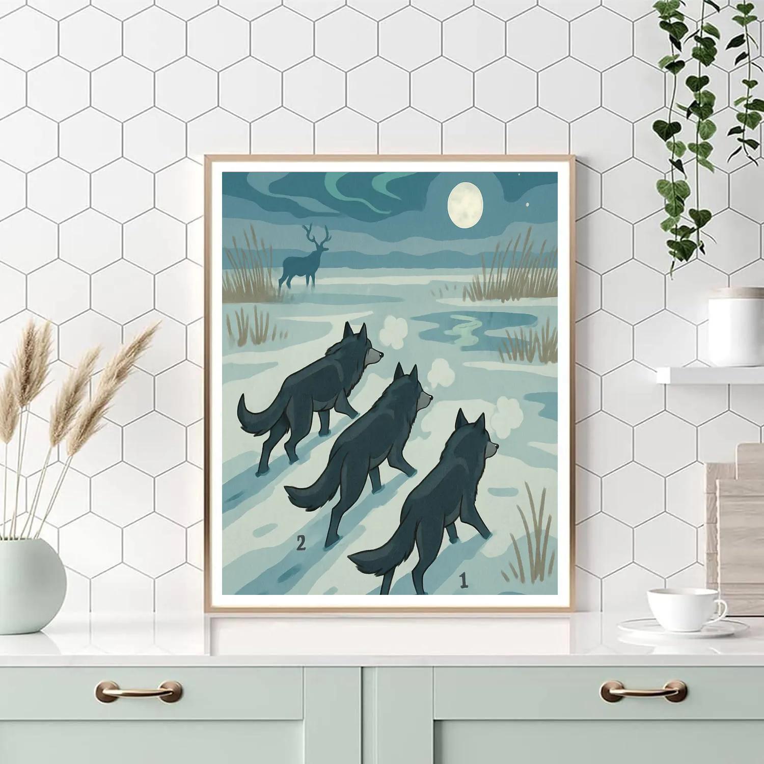 Hunting Geometry With Wolf Chorus Paint by numbers kits