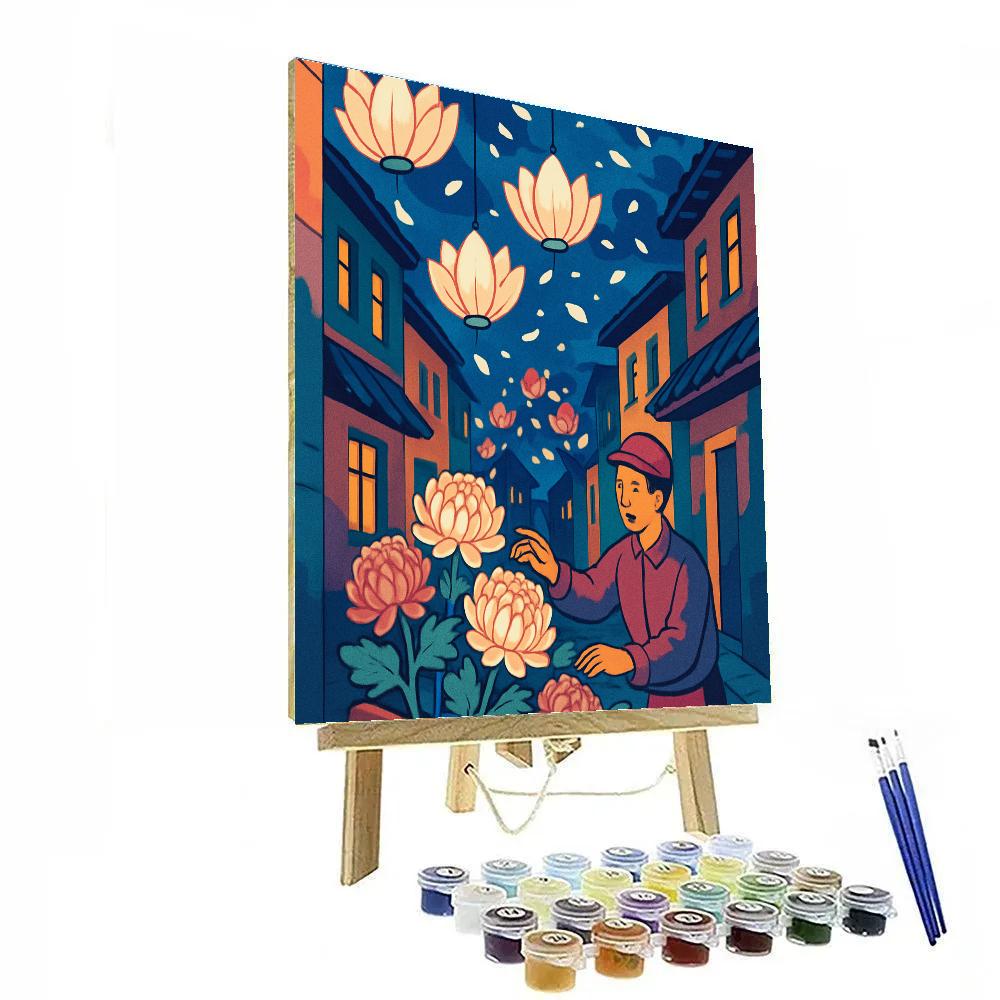 Lantern Parade With Floral Canopy paint by numbers