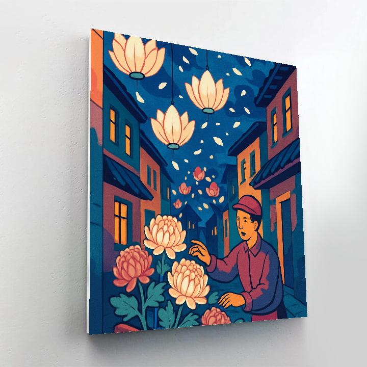 Lantern Parade With Floral Canopy paint by numbers
