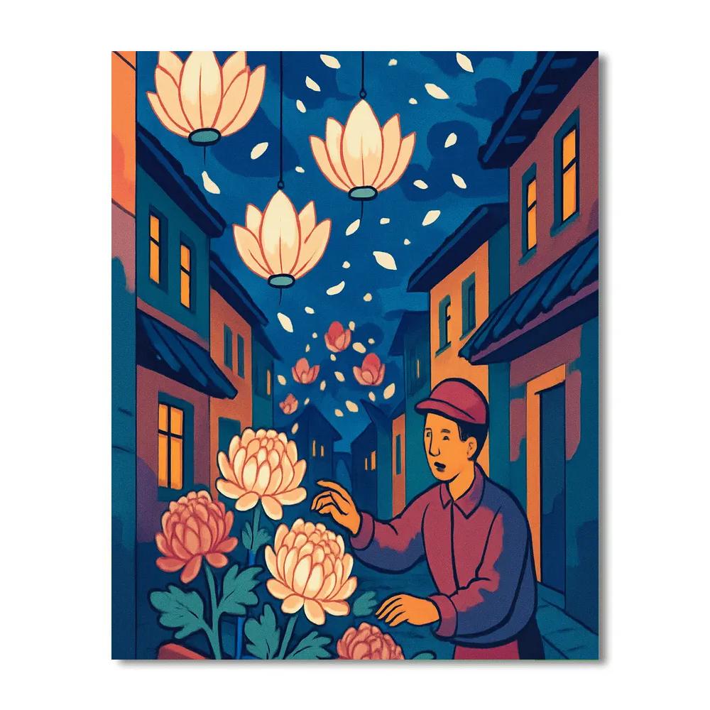 Lantern Parade With Floral Canopy paint by numbers