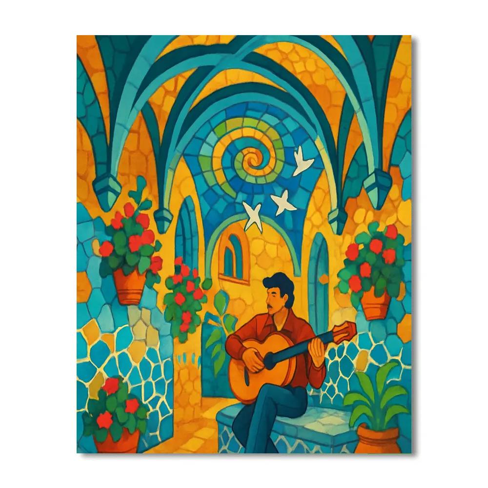 Gaudi Courtyard Mosaic With Spain Skylight DIY paint by numbers