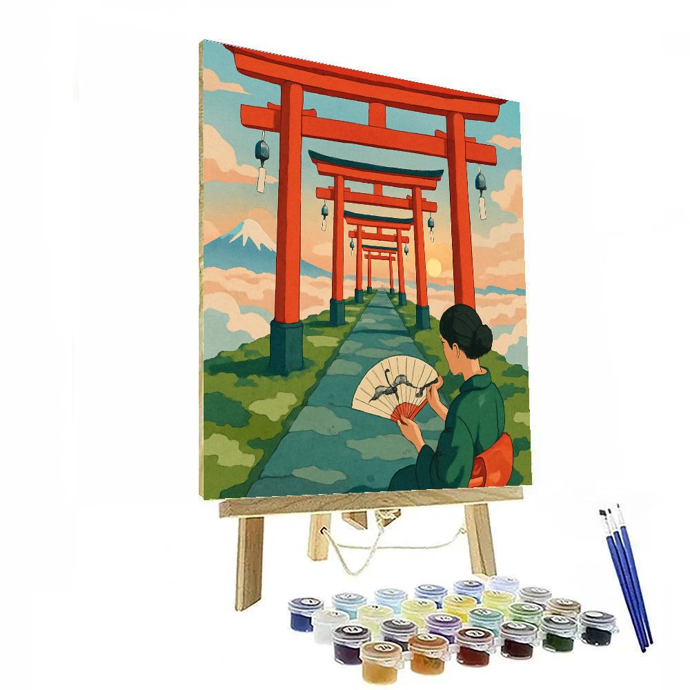 Vermilion Torii Japan-Crafted Cloud Garden painting number kit