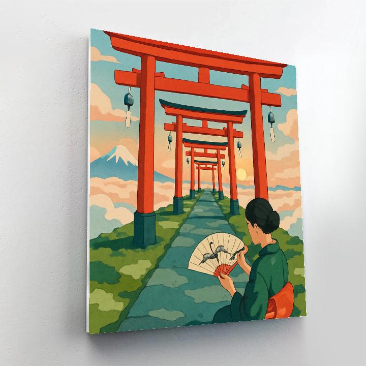 Vermilion Torii Japan-Crafted Cloud Garden painting number kit