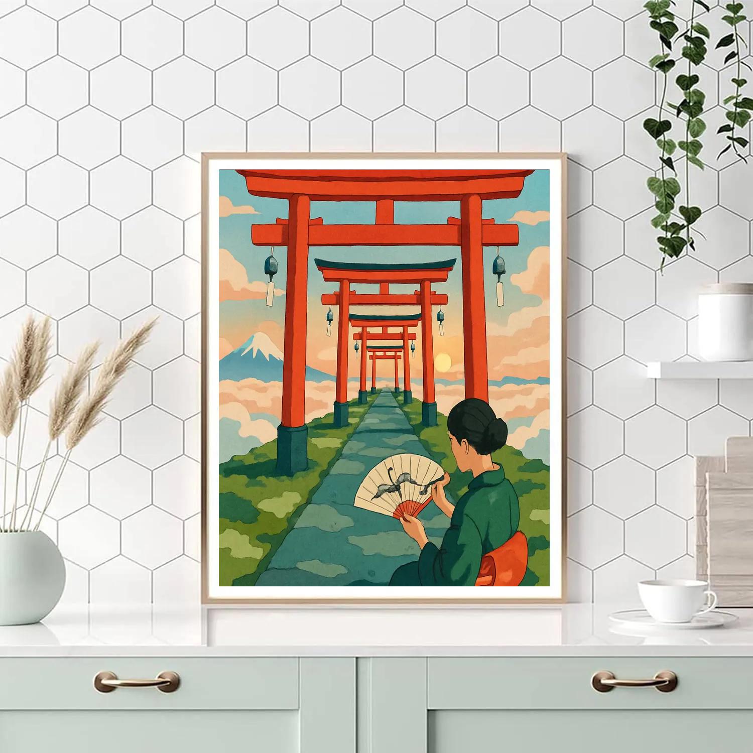 Vermilion Torii Japan-Crafted Cloud Garden painting number kit