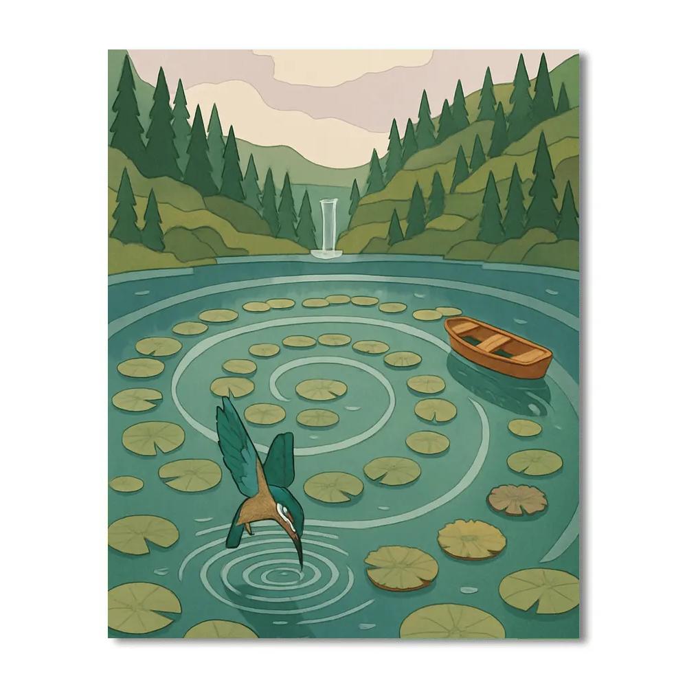 Clockwork Shoreline Lake Scene Painting by numbers kit