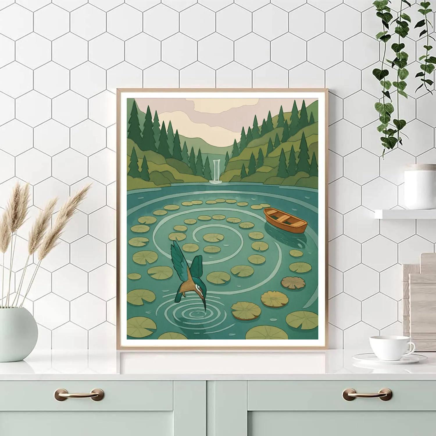 Clockwork Shoreline Lake Scene Painting by numbers kit