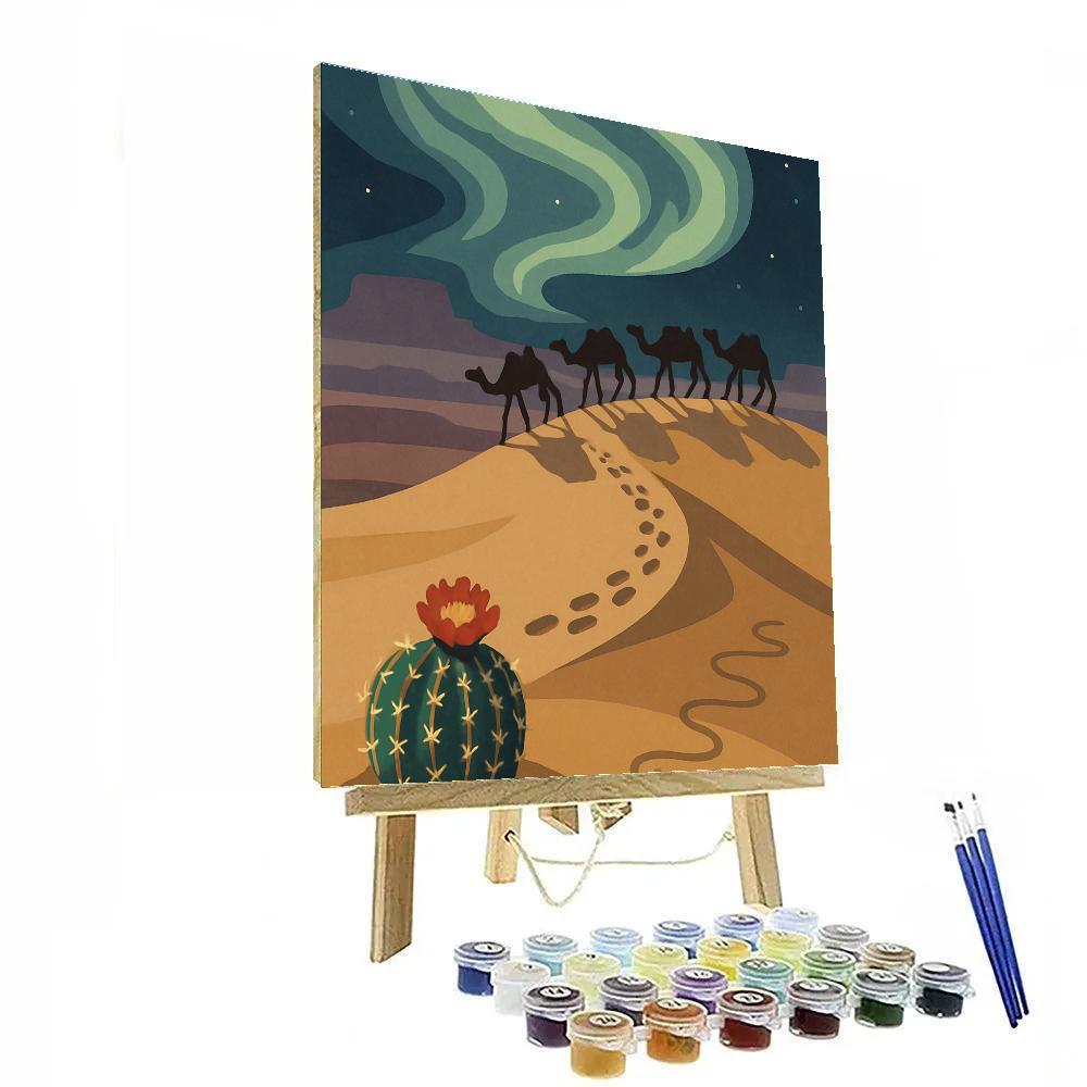 Caravan Under A Desert Aurora DIY paint by numbers