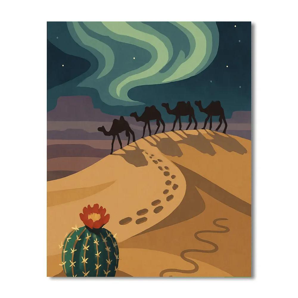 Caravan Under A Desert Aurora DIY paint by numbers