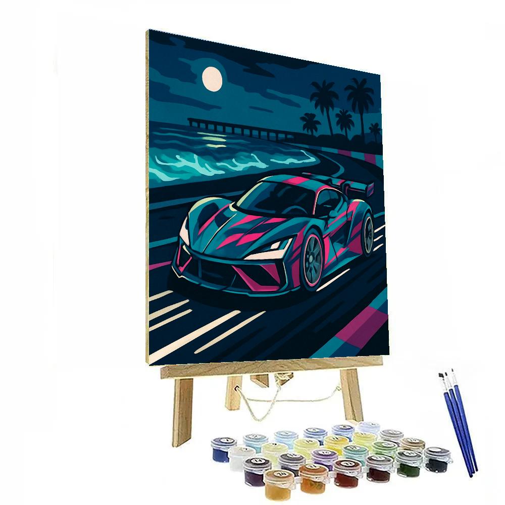 Neon Tidal Cars Circuit Numbered painting kits