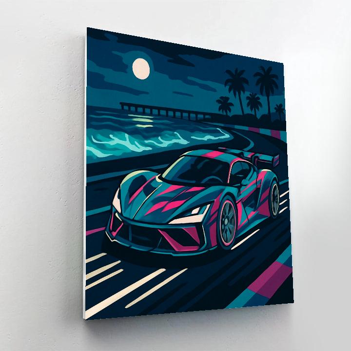 Neon Tidal Cars Circuit Numbered painting kits