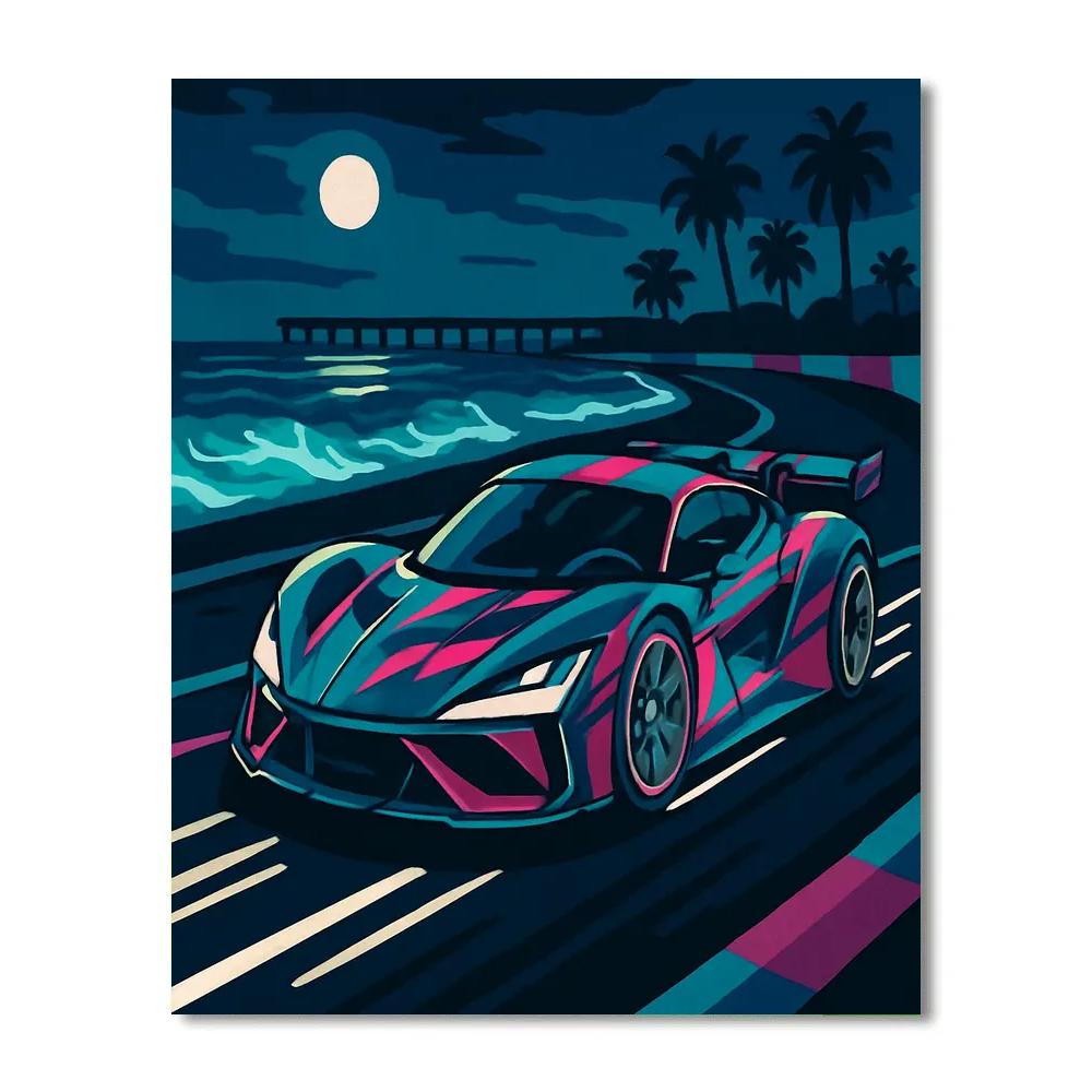 Neon Tidal Cars Circuit Numbered painting kits