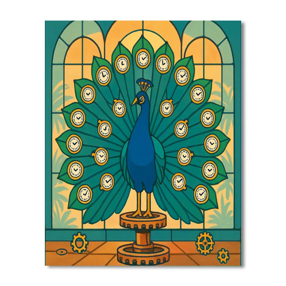 Clockwork Peacock Conservatory paint by numbers