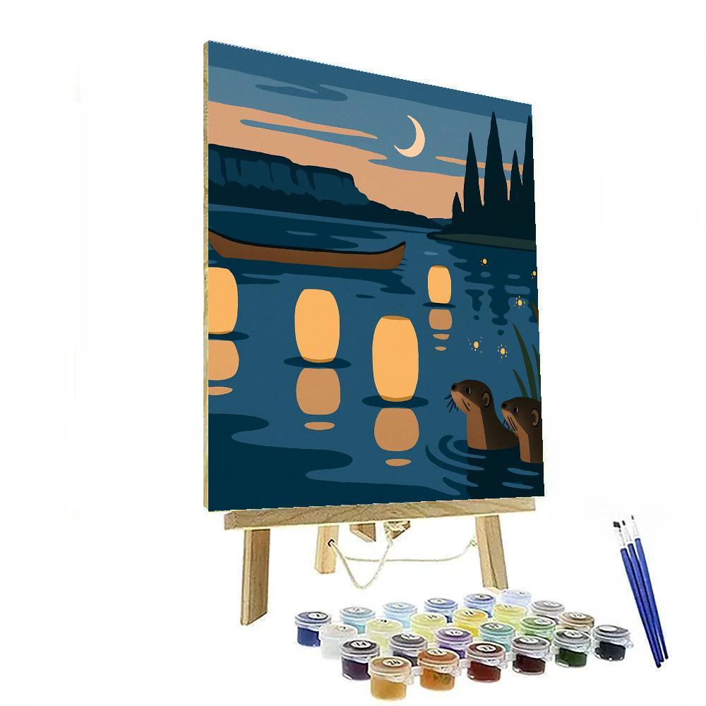Evening Lanterns On The Lake paint by number