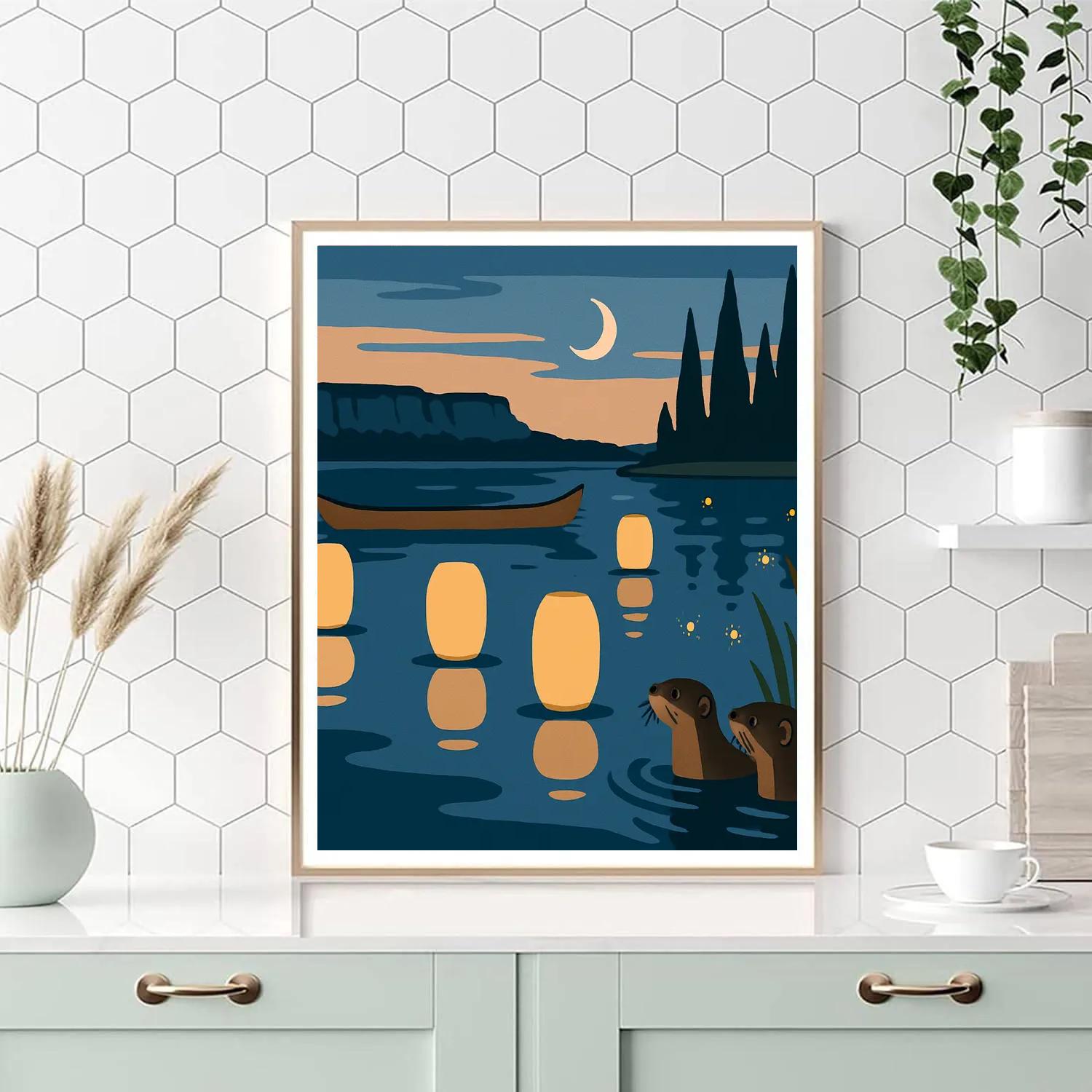 Evening Lanterns On The Lake paint by number