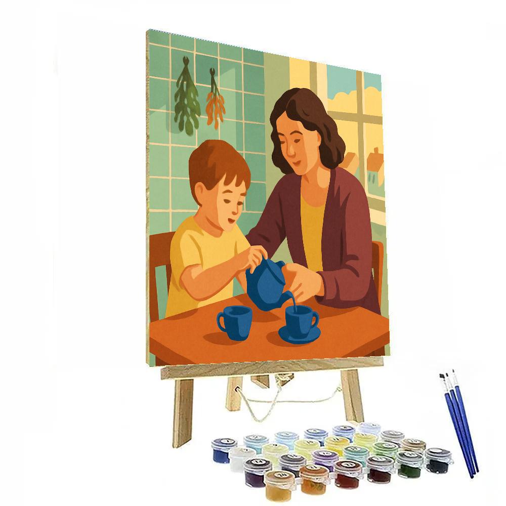 Tea Ceremony With Motherly Hands paint by number