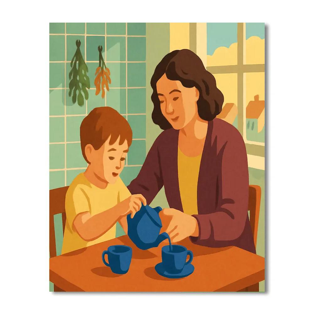 Tea Ceremony With Motherly Hands paint by number