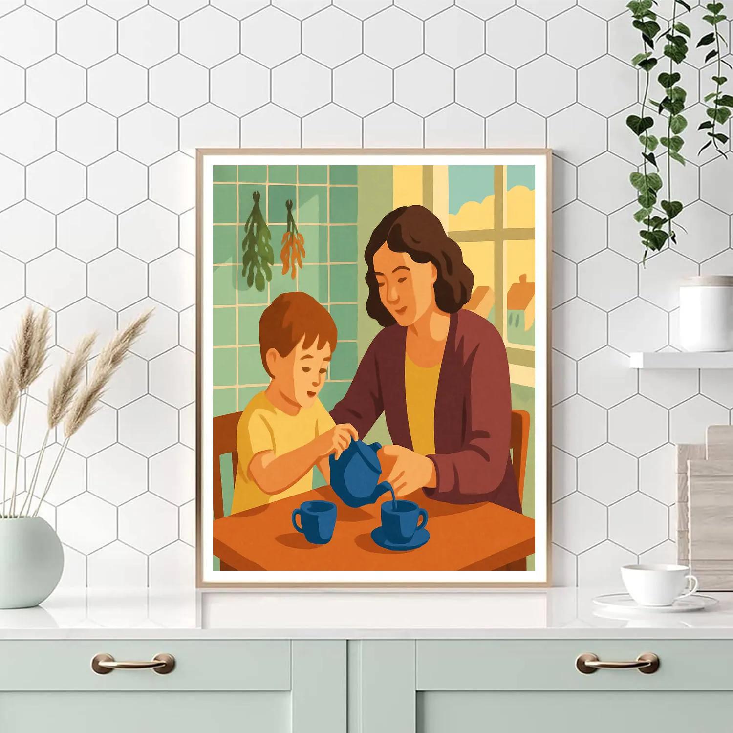 Tea Ceremony With Motherly Hands paint by number