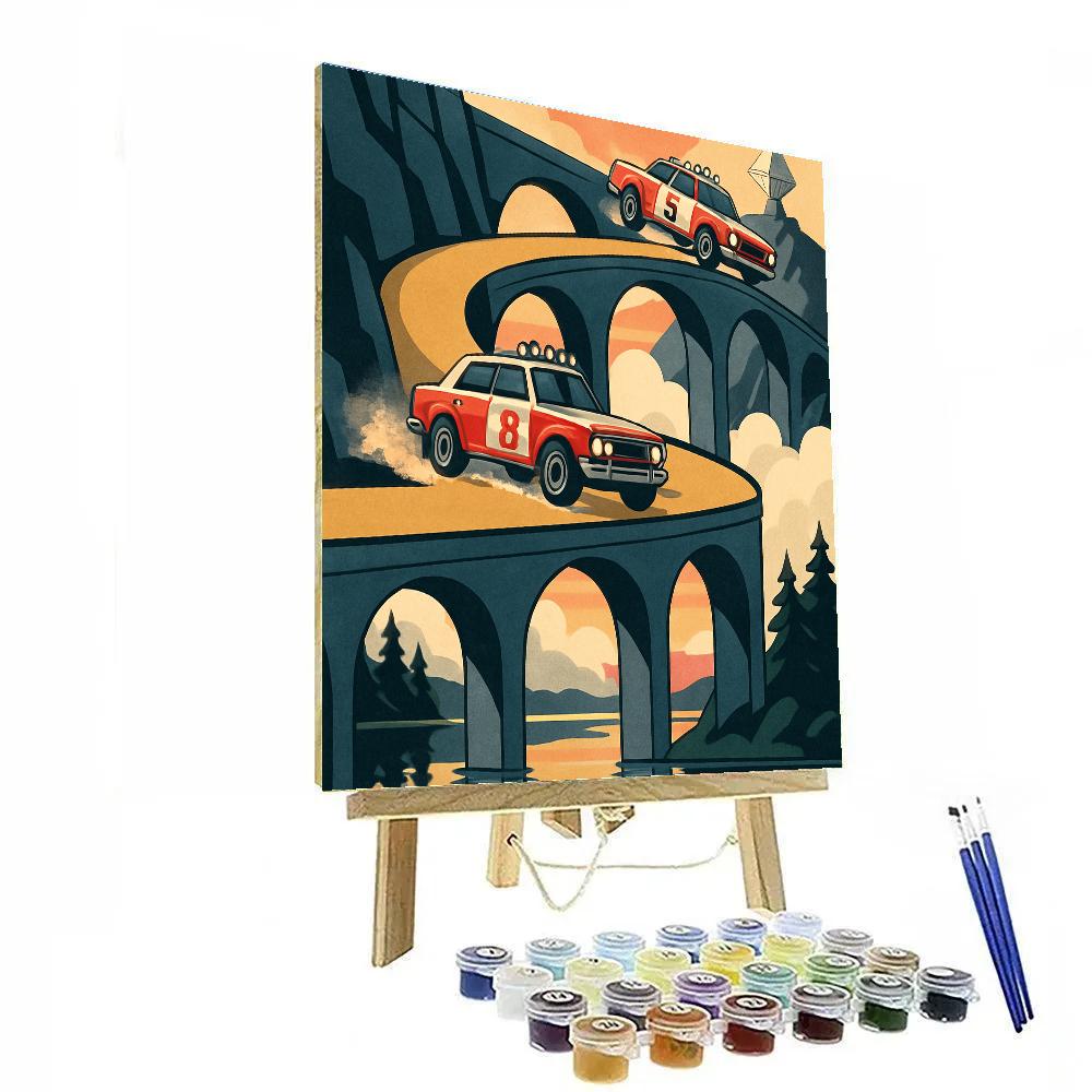 Skyline Switchbacks With Rally Cars Painting by numbers kit