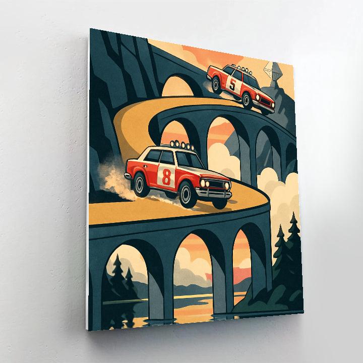Skyline Switchbacks With Rally Cars Painting by numbers kit
