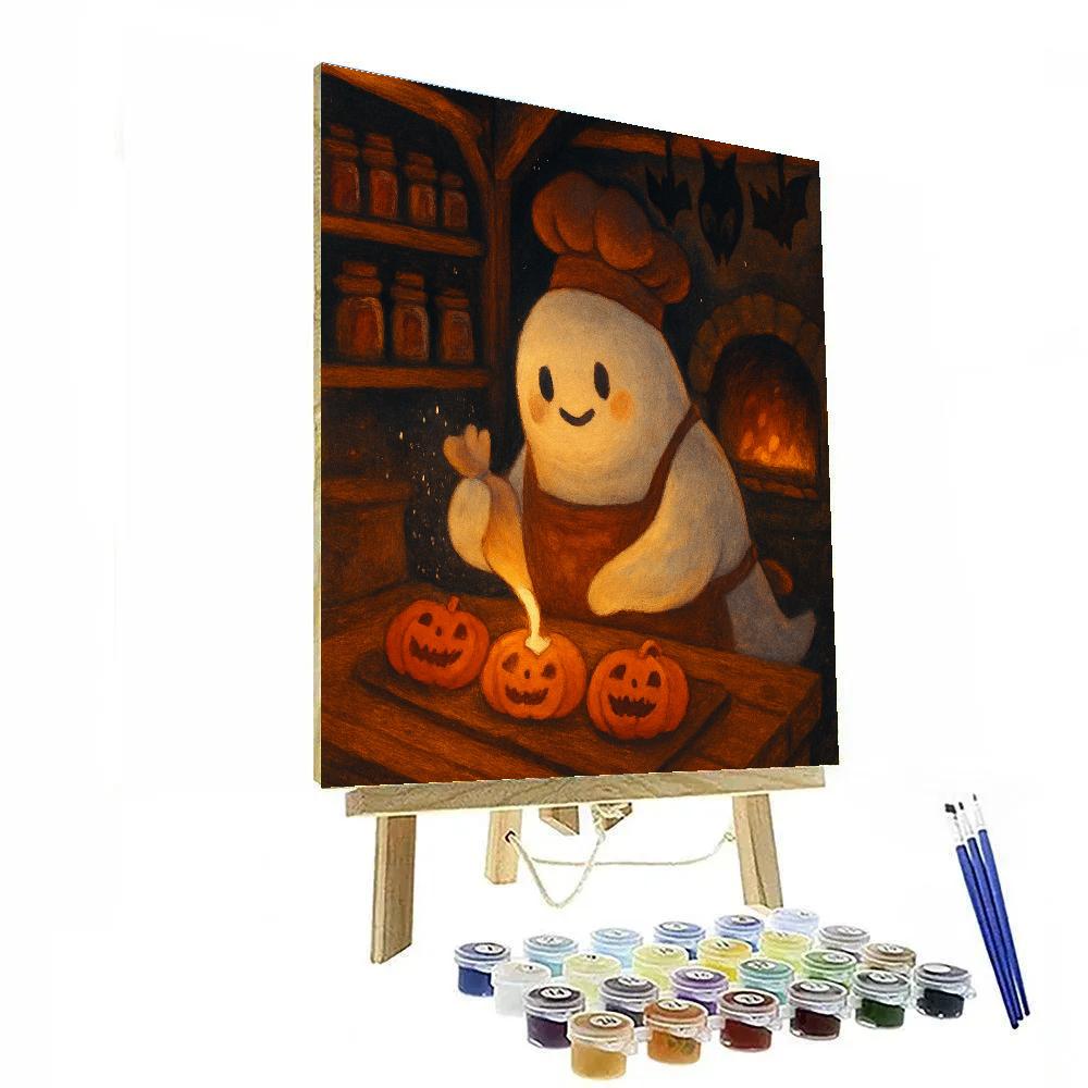 Cozy Haunted Bakery At Midnight Painting by numbers kit