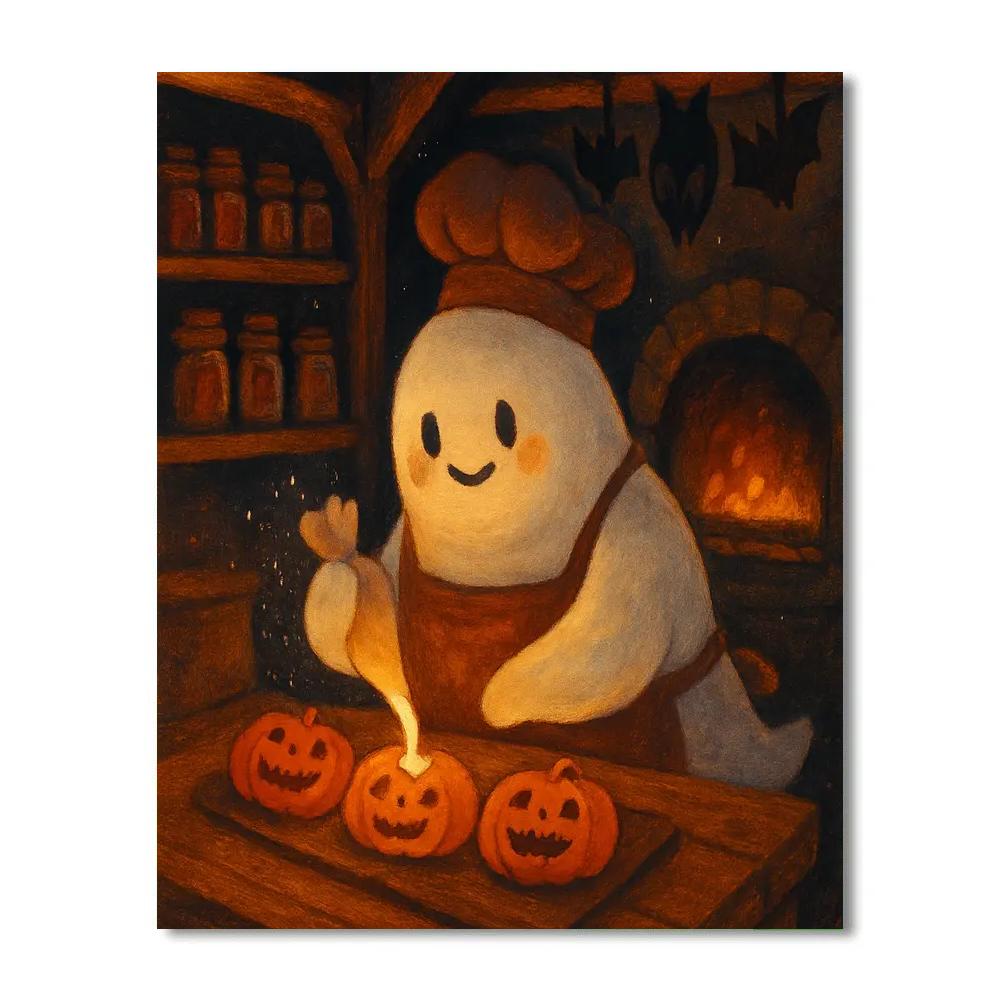 Cozy Haunted Bakery At Midnight Painting by numbers kit
