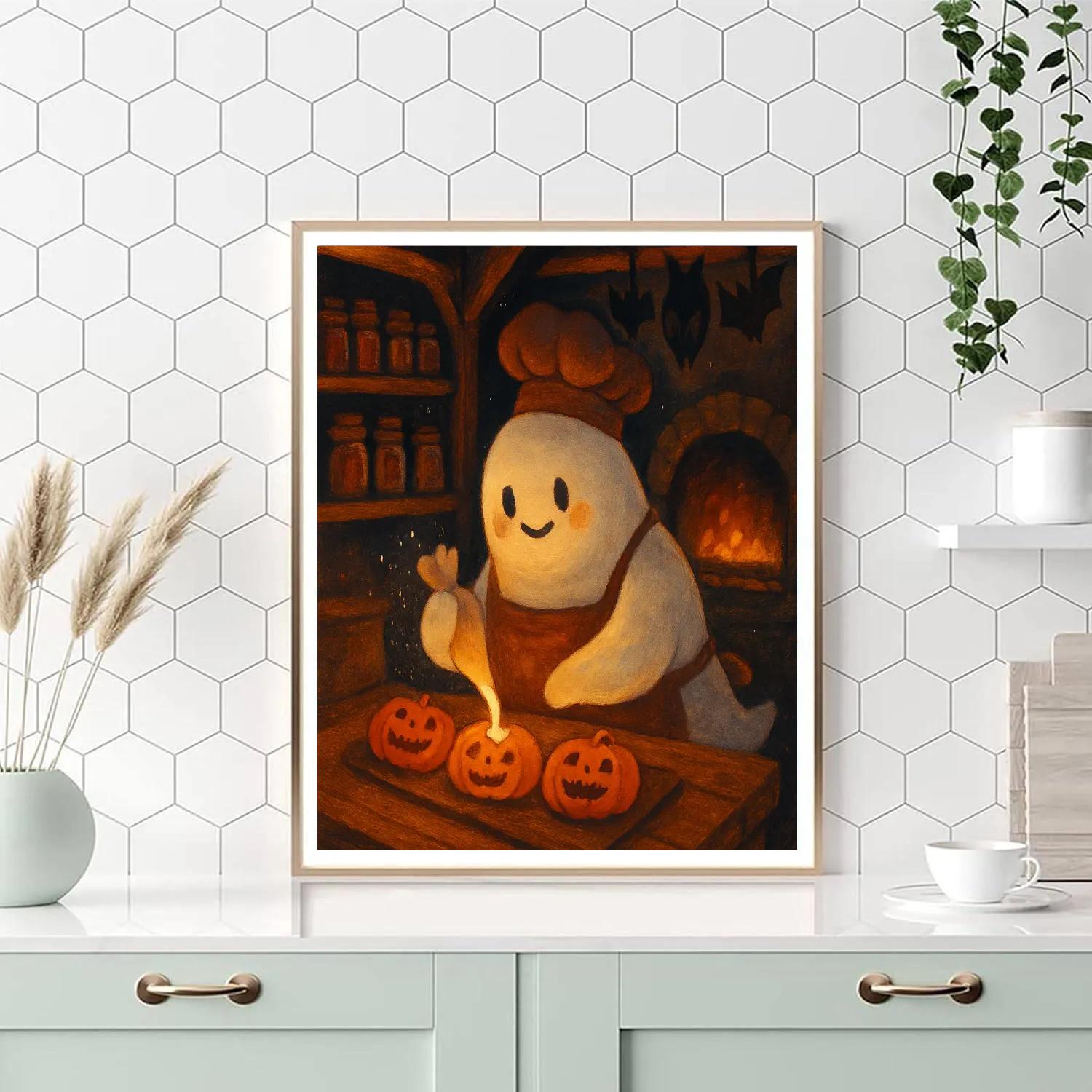 Cozy Haunted Bakery At Midnight Painting by numbers kit