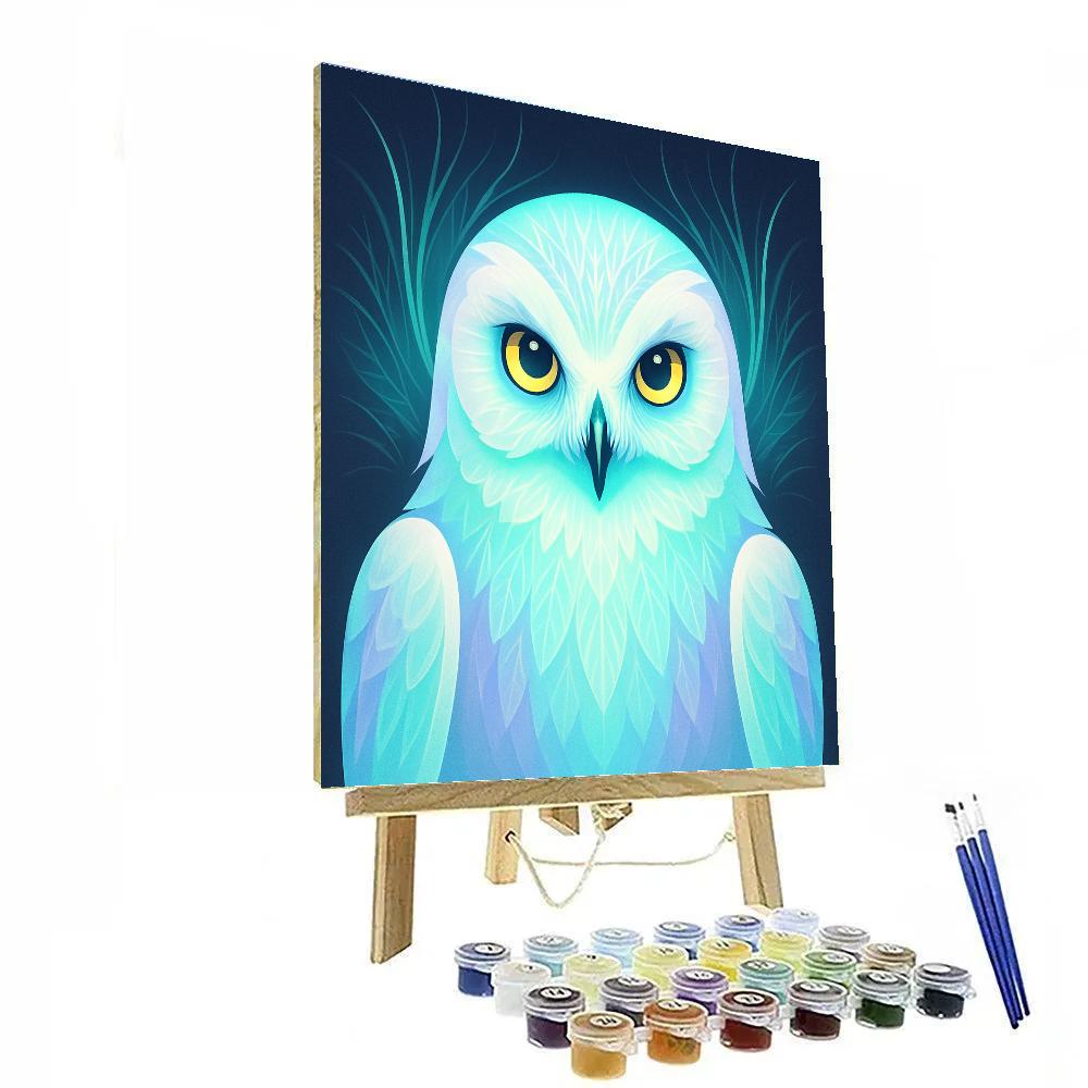 Aurora Bloom Snowy Owl paint by color