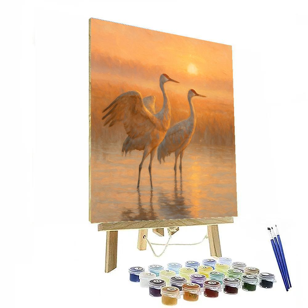 Cranes At Sunrise Over The Reed Quilt Marsh Paint by numbers kits