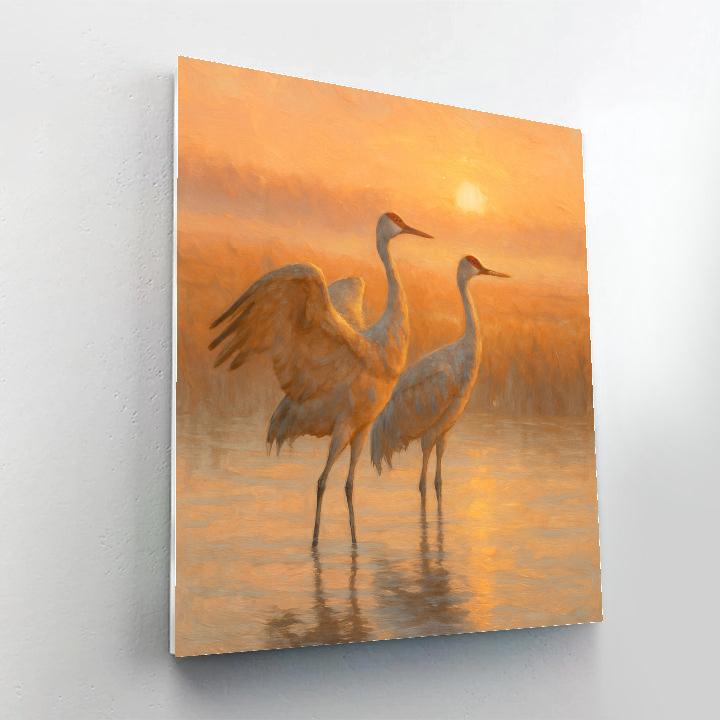 Cranes At Sunrise Over The Reed Quilt Marsh Paint by numbers kits
