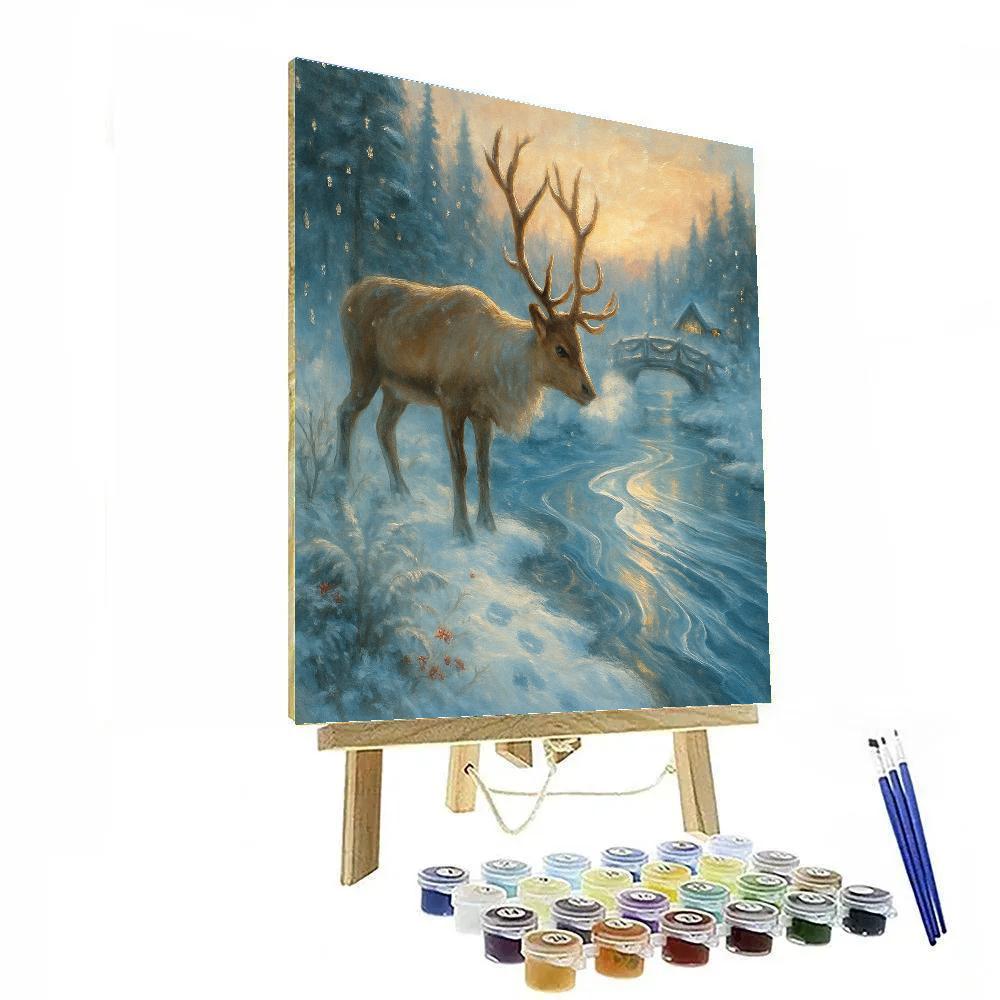 Reindeer At The Crystal Creek Crossing Paint by numbers kits