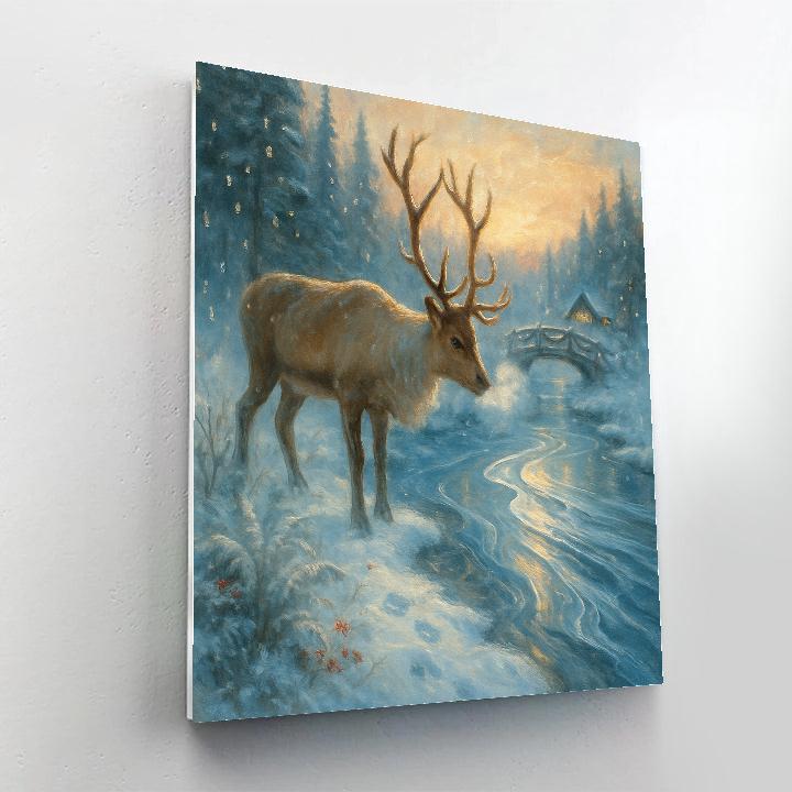 Reindeer At The Crystal Creek Crossing Paint by numbers kits