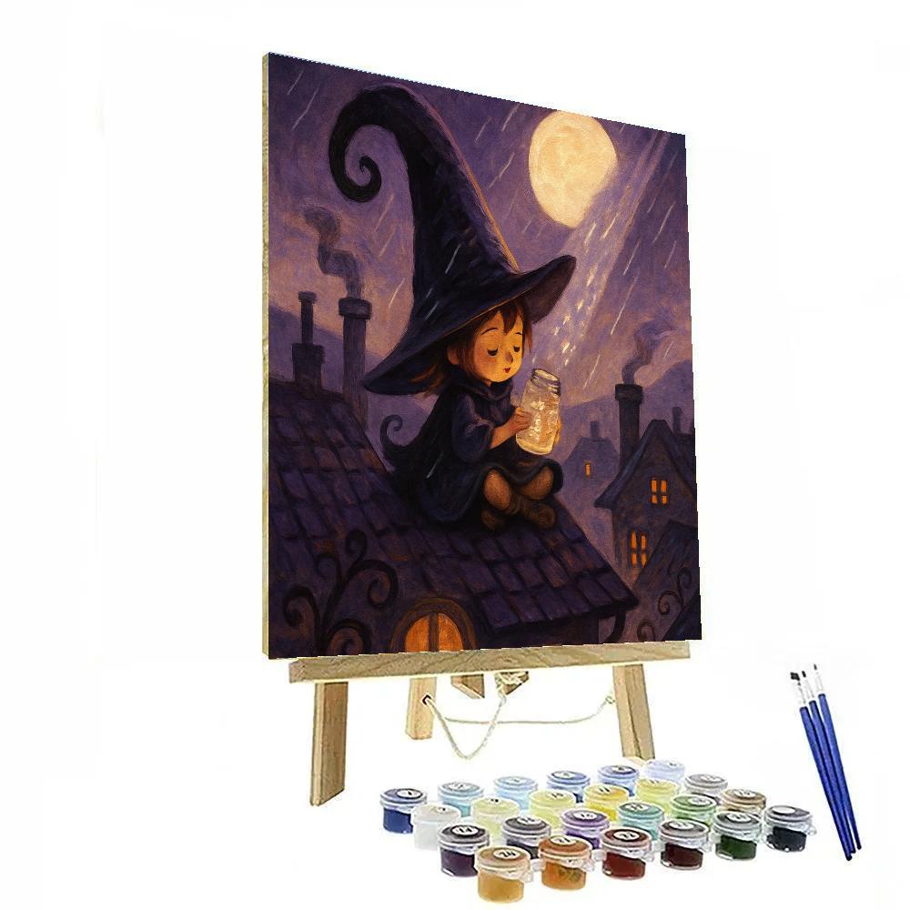 Witch Hat Roof And The Rain Of Sparkles paint by number