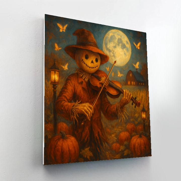 Candlelit Scarecrow Violin Under The Harvest Moon painting number kit