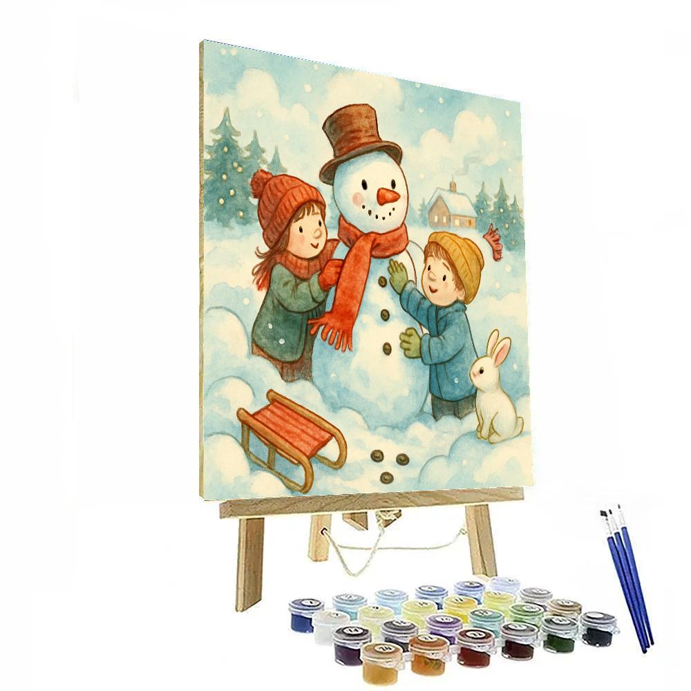 Snowman Sculptors At The Evergreen Meadow paint by numbers
