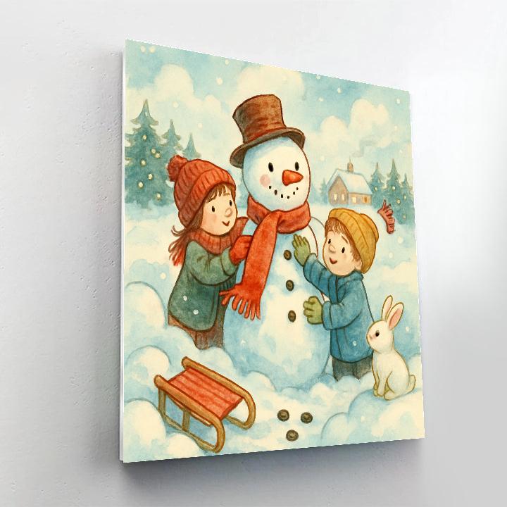 Snowman Sculptors At The Evergreen Meadow paint by numbers