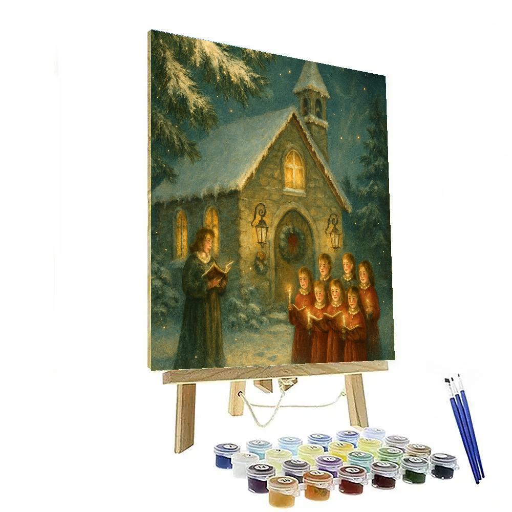 Midnight Choir At The Snowy Stone Church paint by number