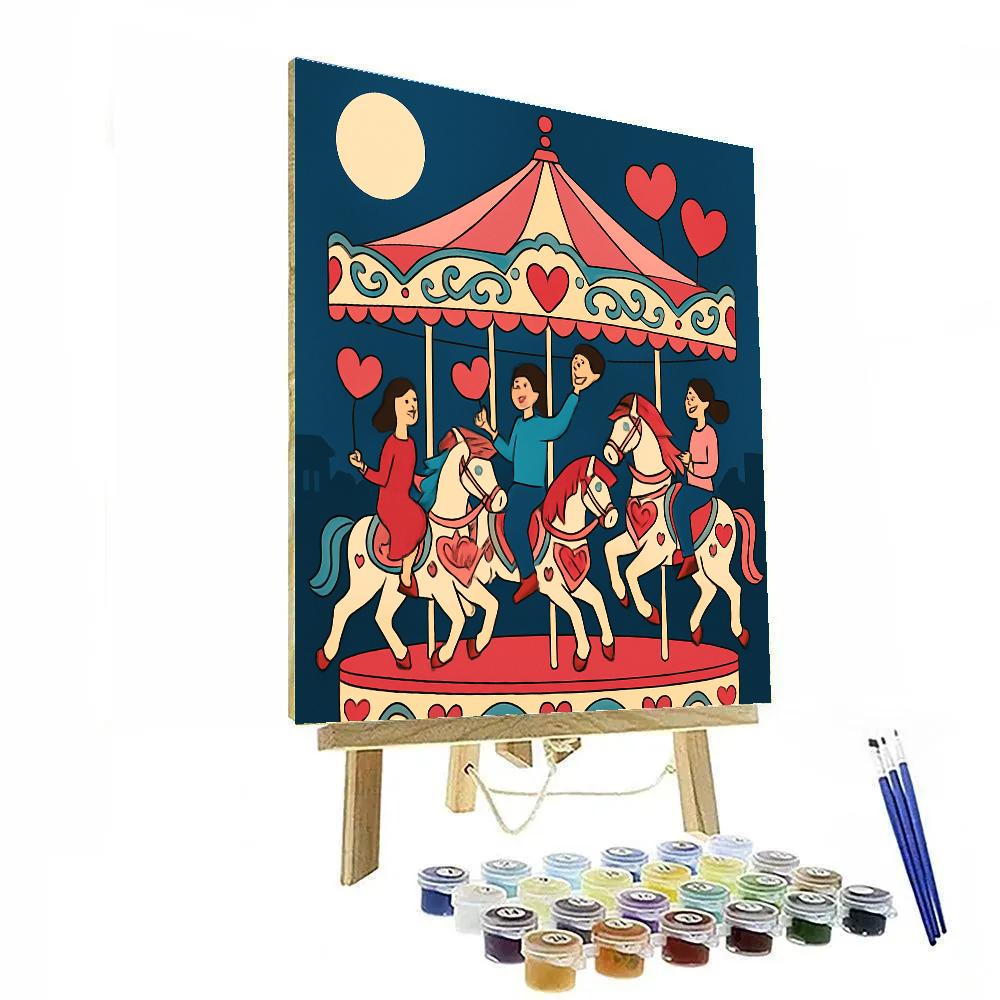 Moonlit Carousel Of Valentines Day Hearts Paint by numbers art
