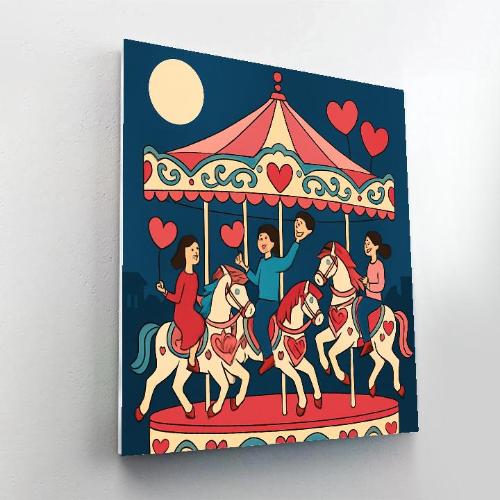 Moonlit Carousel Of Valentines Day Hearts Paint by numbers art