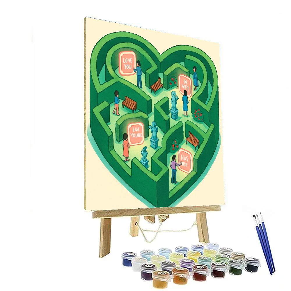 Garden Maze With Hidden Valentines Day Messages Numbered painting kits