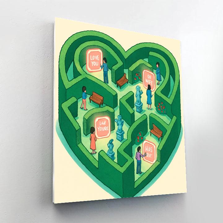 Garden Maze With Hidden Valentines Day Messages Numbered painting kits