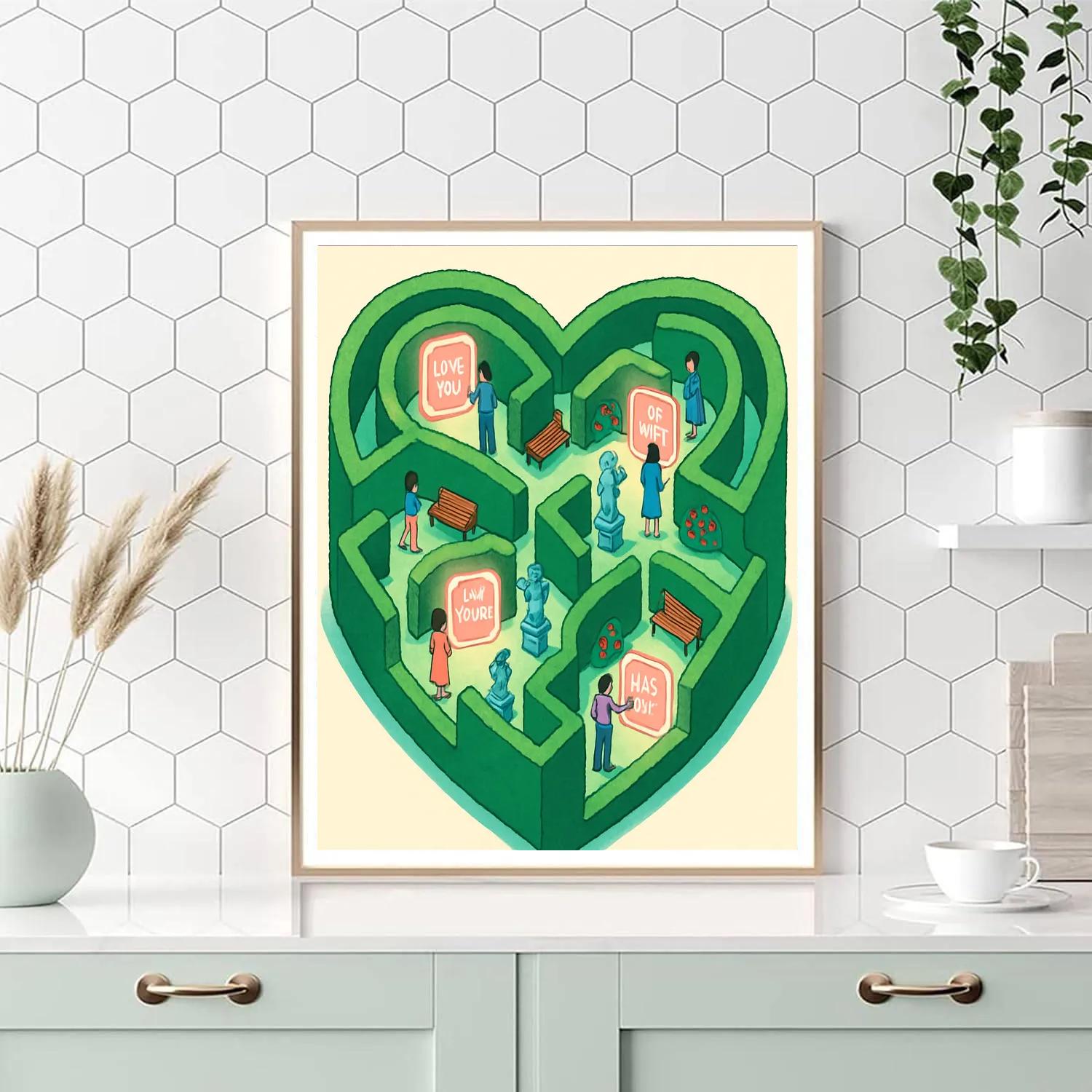 Garden Maze With Hidden Valentines Day Messages Numbered painting kits